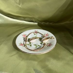Antique pink floral dish